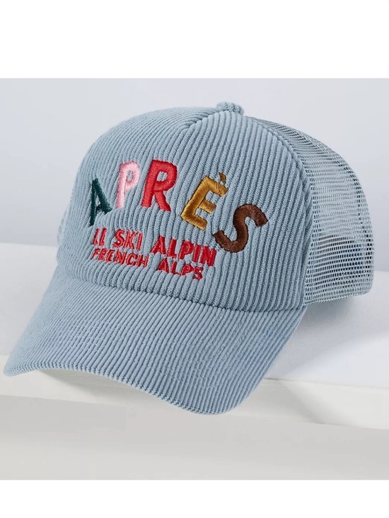 Anthropologie Accessories - Worn West Après Ski Trucker Hat New Light Sky Blue Corduroy French Alps